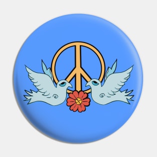 Peace Doves with Blue Background Pin