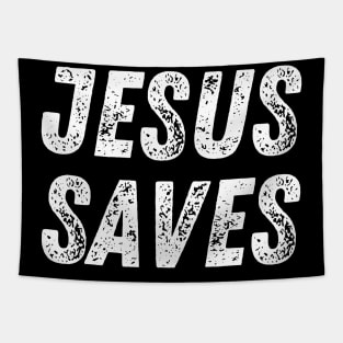 Christian Quote Jesus Saves Tapestry