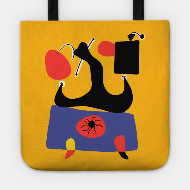 Joan Miro Painting With Yellow Background Joan Miro Tote