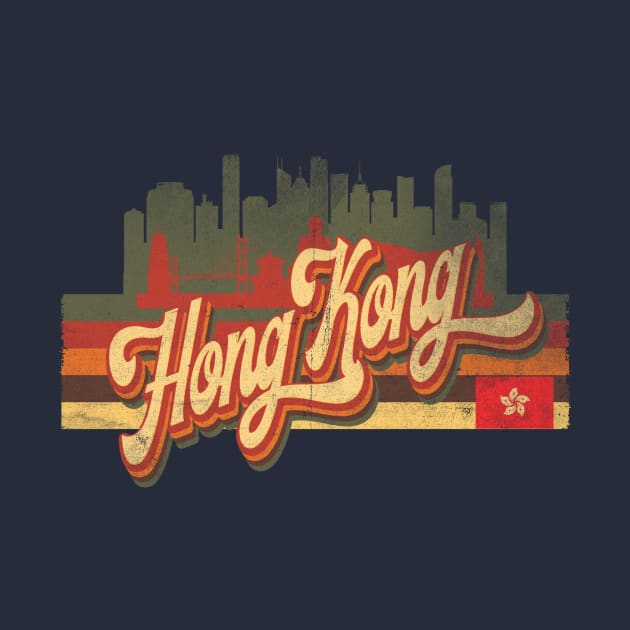 Honk Kong Retro City (Distressed Design) by Happy as I travel