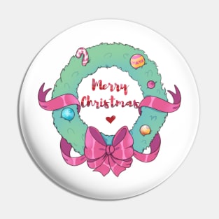 Merry Christmas wreath Pin