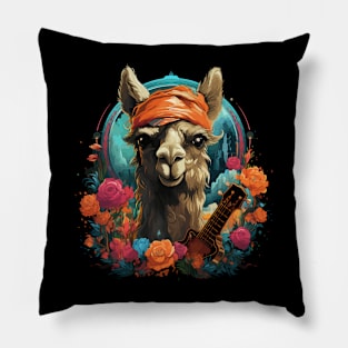 Camel Playing Guitar Pillow