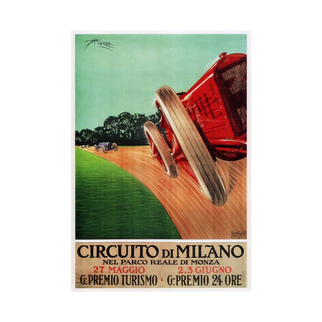 Italian Race Car Circuito Di Milano Advertisement Aldo MAzza Vintage Car by vintageposters