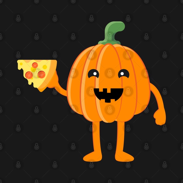 Halloween Pumkin. Cute Pumpkin eat pizza. by lakokakr