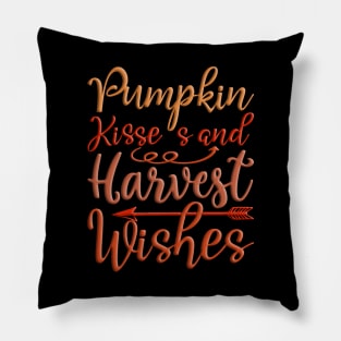 Pumpkin Kisses and Harvest Wishes, colorful autumn, fall seasonal design Pillow