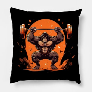 gorilla at gym Pillow