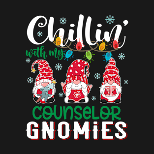 Chillin With My Counselor Gnomies Xmas Light Christmas Teacher T-Shirt