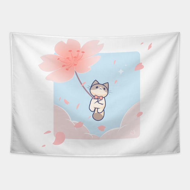 Floating Springtime Cat Tapestry by Everything A Cat