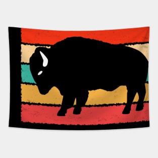 Vintage Wilderness Buffalo Silhouette Retro Inspired Design Tapestry