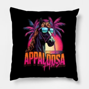 Retro Wave Appaloosa Horse Miami Pillow