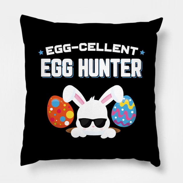 Egg−cellent Egg Hunter Funny Easter Pillow by trendingoriginals