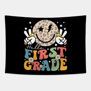 Leopard Groovy Happy Face Hello First Grade Tapestry