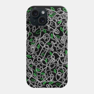 Loopy Twisted Tangled Vines and Leaves Abstract Doodle Design on a Dark Spooky Backdrop, made by EndlessEmporium Phone Case