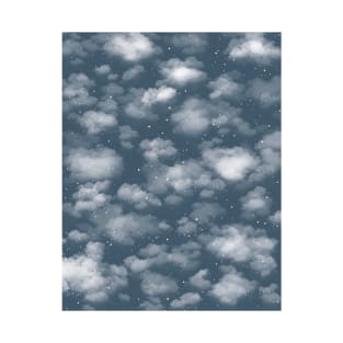 Snowy Winter Sky in Teal T-Shirt