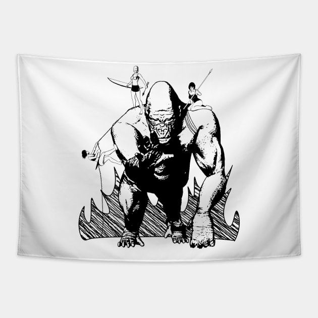 Jungle Girl Behemoth Tapestry by LordNeckbeard