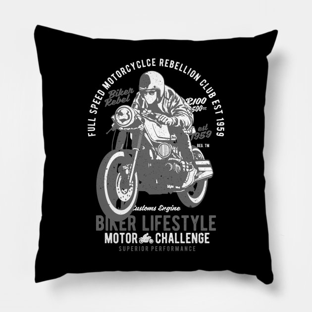 Motorcycle Biker Lifestyle Pillow by Imp's Dog House