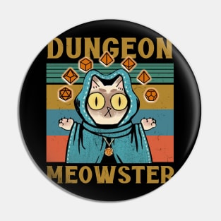 Dungeon Meowster Funny Nerdy Gamer Cat D20 Dice RPG Pin