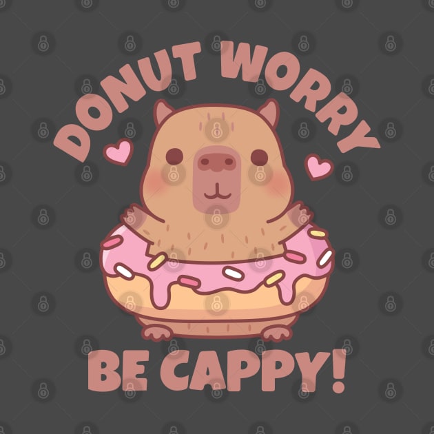 Funny Donut Worry Be Cappy Capybara Quote by rustydoodle