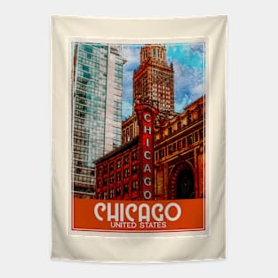 Chicago USA Travel Art Tapestry