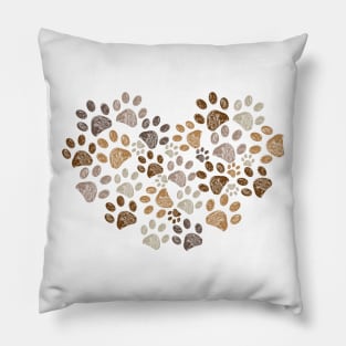 Made of heart doodle brown paw print Pillow