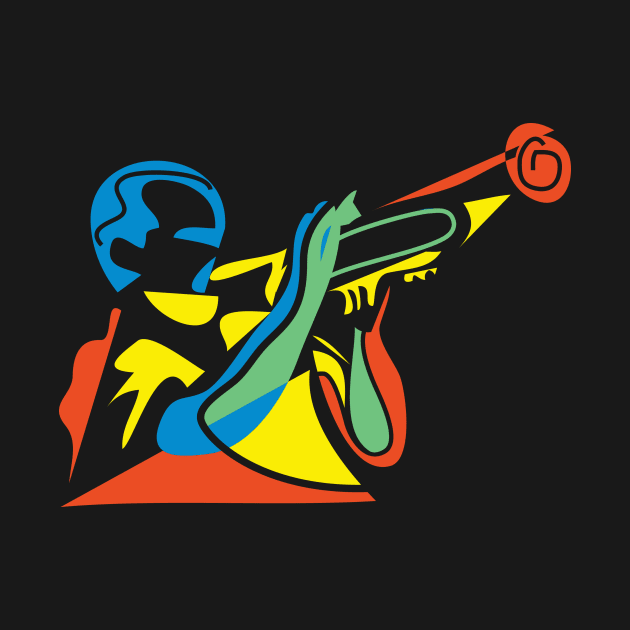 Modern Art Trumpet Musician by jazzworldquest