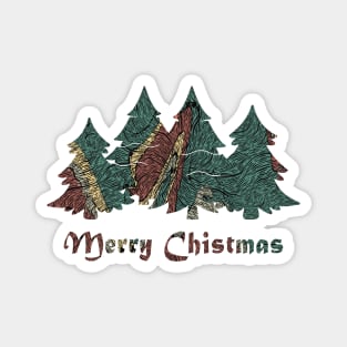 Chirstmas Pattern Tree Line Art Drawing Magnet