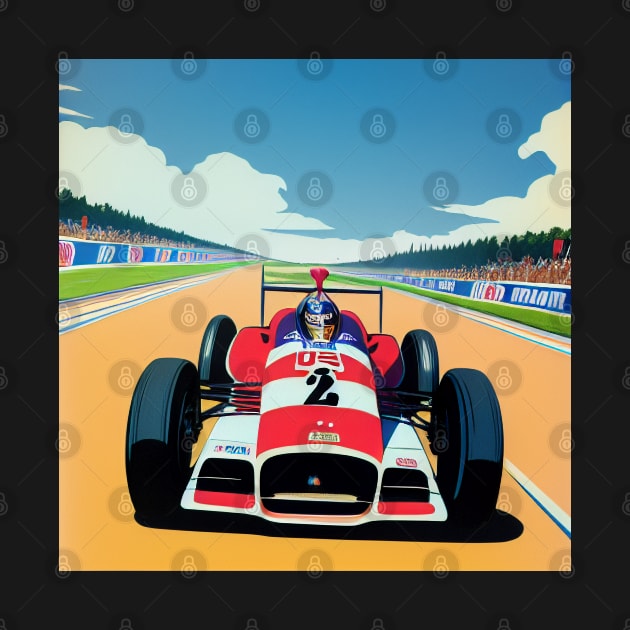 Vintage F1 Formula One Race to Finish line by BAYFAIRE