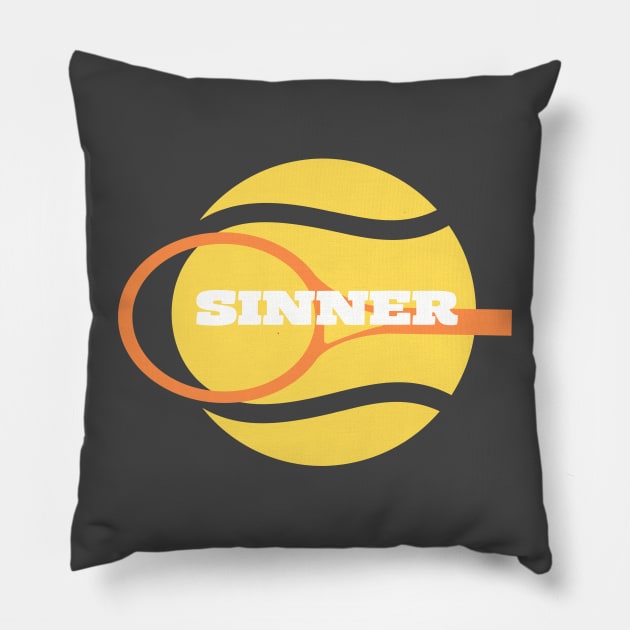 Jannik Sinner Tennis T-Shirt Pillow by AlpsLakeLab