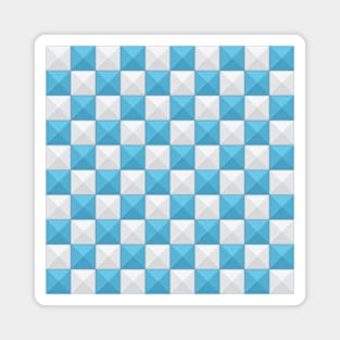 Blue and White Checkered Squares Magnet