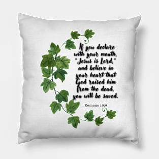 Romans 10:9 Famous Bible Verse. Pillow