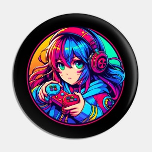 Gaming splash gamer girl Pin