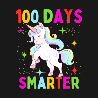 Cute Unicorn 100h Days Of School 100 Days Smarter Kids Girls T-Shirt