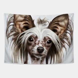 Chinese Crested Dog Portrait Watercolor Tapestry