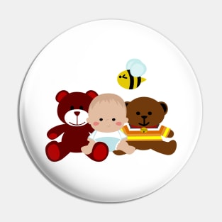 A Baby, Two Bears and a Bee Pin