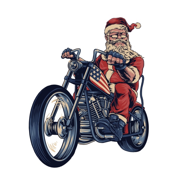 Vintage Santa Claus on a Motorcycle by SLAG_Creative