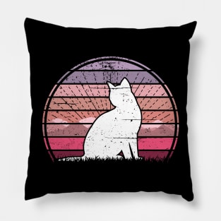 Cat Pink Sunset Pillow