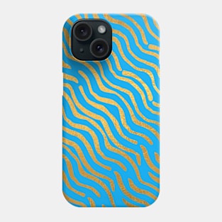 Light Blue Gold colored abstract lines pattern Phone Case