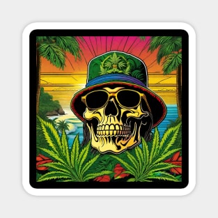 Reggae Music - Jamaican Stoner Skull 45 Magnet