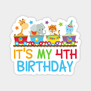 Cute Circus Animals 4th Birthday Party Magnet