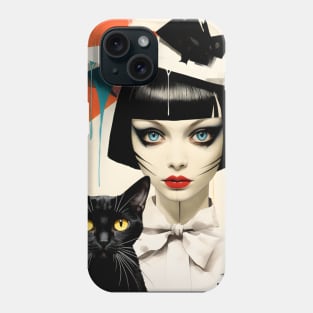 Cat & Girl - Surreal collage-1, Splash Phone Case