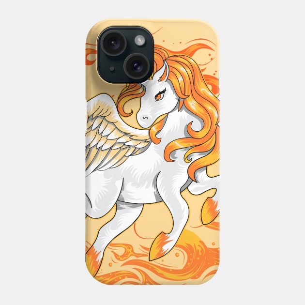 Fiery Unicorn Pegasus Pony Phone Case by machmigo