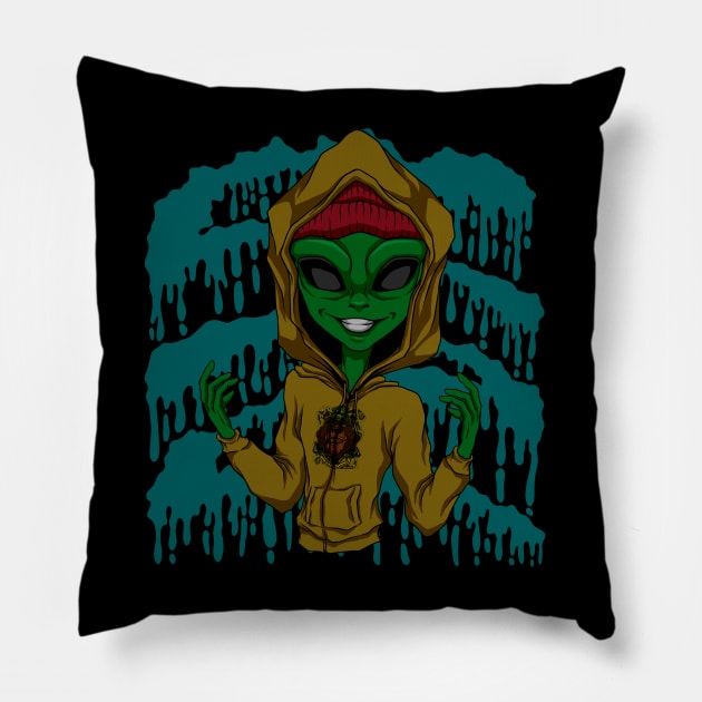 Alien vintage fashio Pillow by JiraDesign
