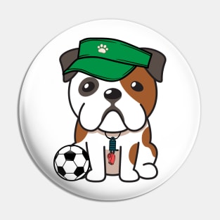 Bulldog Playing Soccer Pin