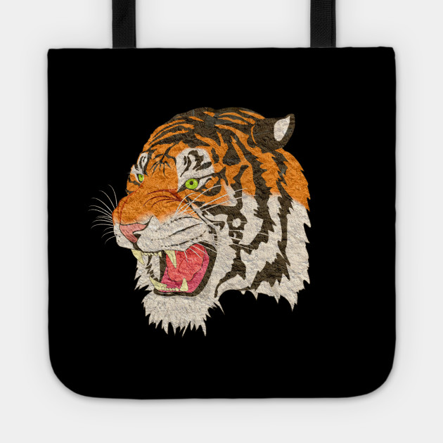 Big Paper Tiger Japanese Drawing Cool Black Tiger Tote Teepublic Au