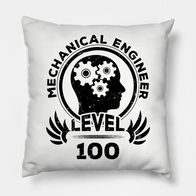 Level 100 Mechanical Engineer Gift For Mechanical Engineer Pillow by atomguy