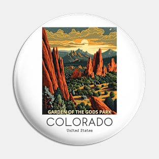 A Vintage Travel Illustration of the Garden of the Gods Park - Colorado - US Pin