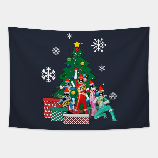 Power Rangers Around The Christmas Tree Tapestry by Nova5