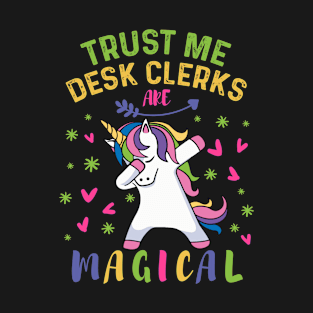 Cute Dabbing Unicorn Desk Clerk Gift T-Shirt