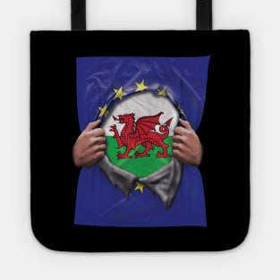 Wales Flag European Union Flag Ripped Open - Gift for Welsh From Wales Tote