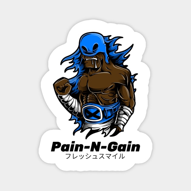 Pain-N-Gain Work Hard Play Harder Wrestler Magnet by BradleyHeal